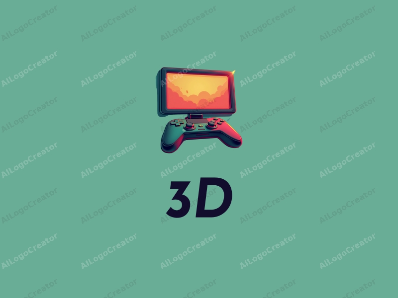 a modern design featuring 3D dynamic elements like a stylized screen and controller, incorporating vibrant red and green colors, combined with a clean background.