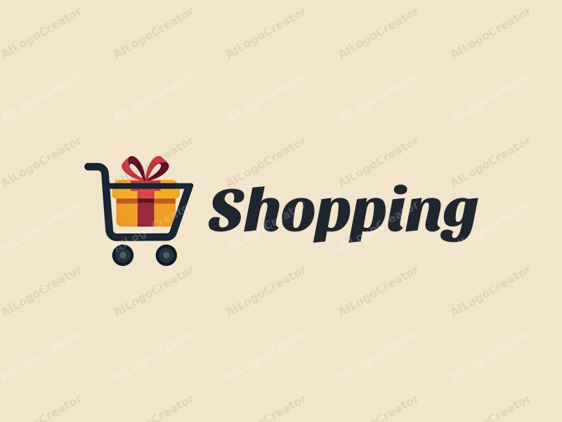 minimalist design features a stylized shopping cart and a gift box, combined with a vibrant color palette and a clean background.