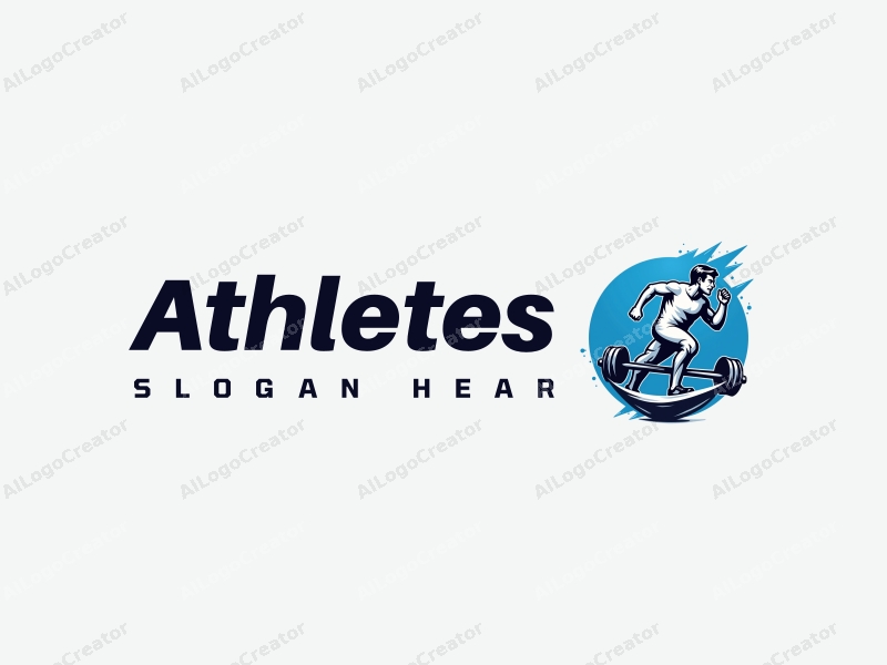 a modern design featuring a dynamic athlete in motion, surrounded by sports equipment, with a clean blue background, emphasizing energy and competition.