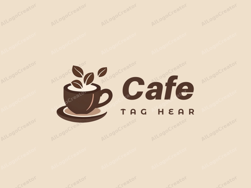 modern design features a stylized coffee cup, incorporating coffee beans, with a clean background and a minimalist approach.