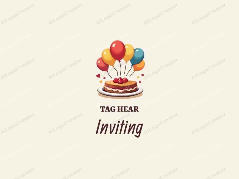 playful design features a stylized plate and colorful balloons, combined with inviting elements and warm tones, set against a clean background.