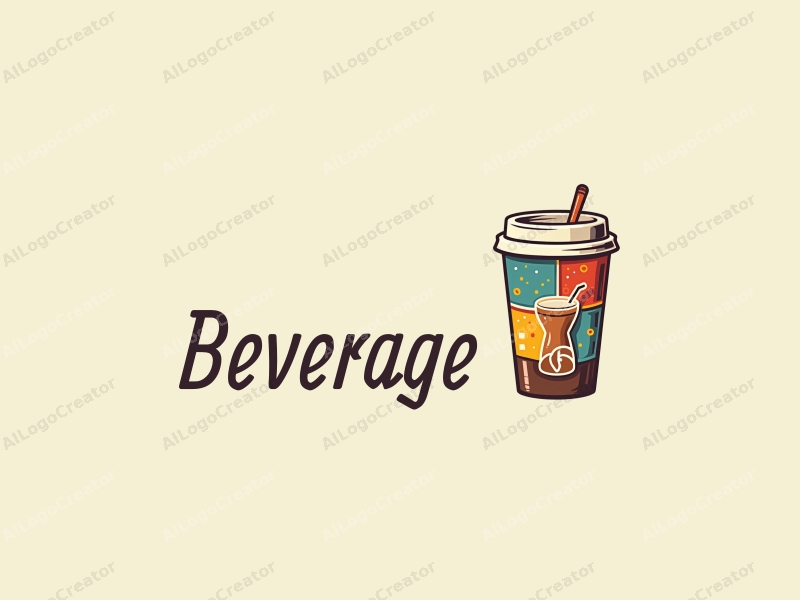 a modern design featuring a colorful beverage cup, stylized drinks, and a friendly partner character, combined with a clean background.