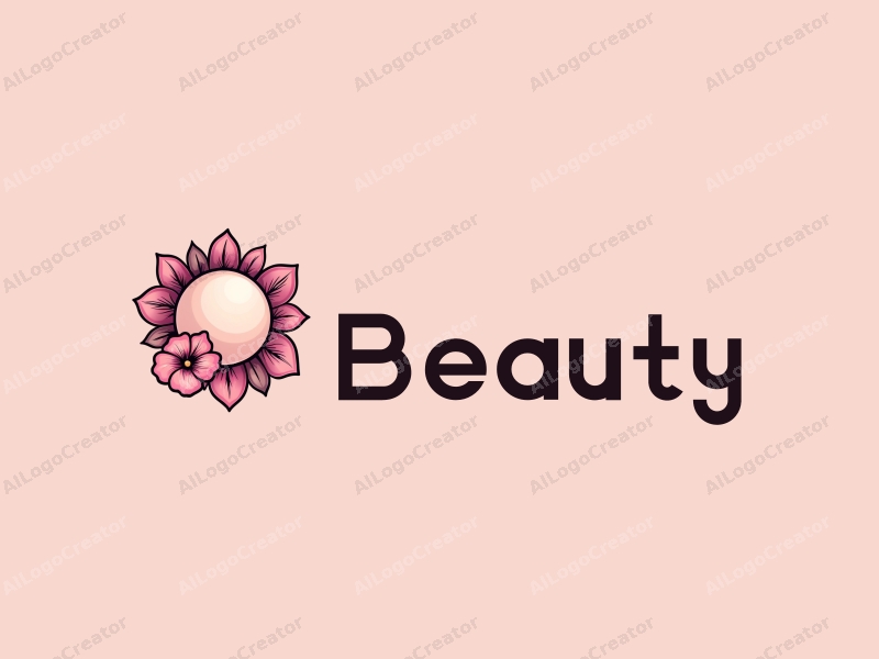 a modern design featuring beauty and makeup elements, incorporating petals and a mirror, with a clean background and a harmonious composition.