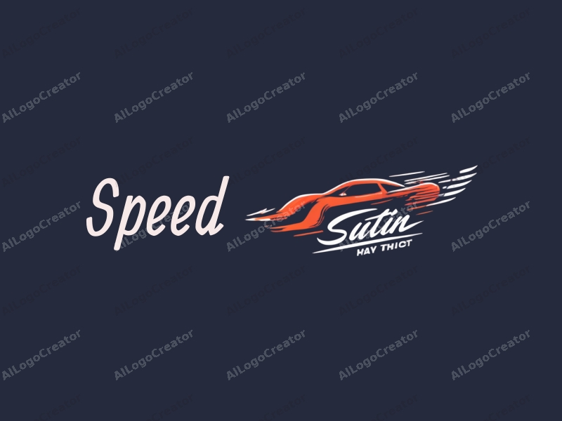 modern design features dynamic lines representing speed, a stylized engine silhouette, and a racetrack element combined with a clean background.