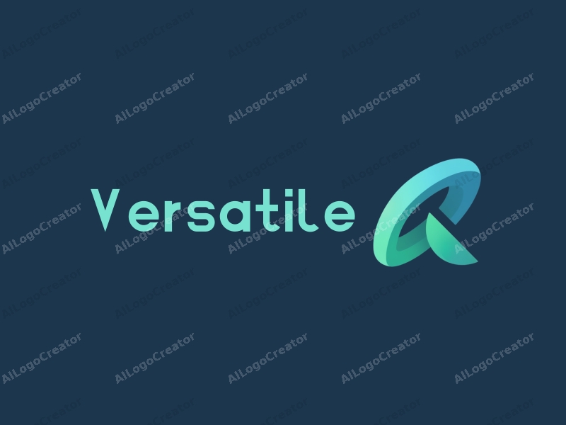 modern design features multifunctional and adaptable elements, a stylized navigation symbol, and a clean background with blue and green color scheme.