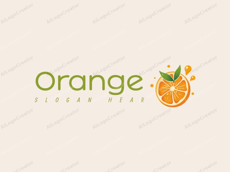 playful design features a stylized orange and a splash of juice, combined with a clean background and simple shapes.