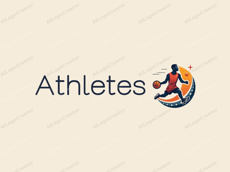 modern design features a dynamic athlete in motion, a stylized basketball, and a trophy, combined with a clean background and a harmonious composition.