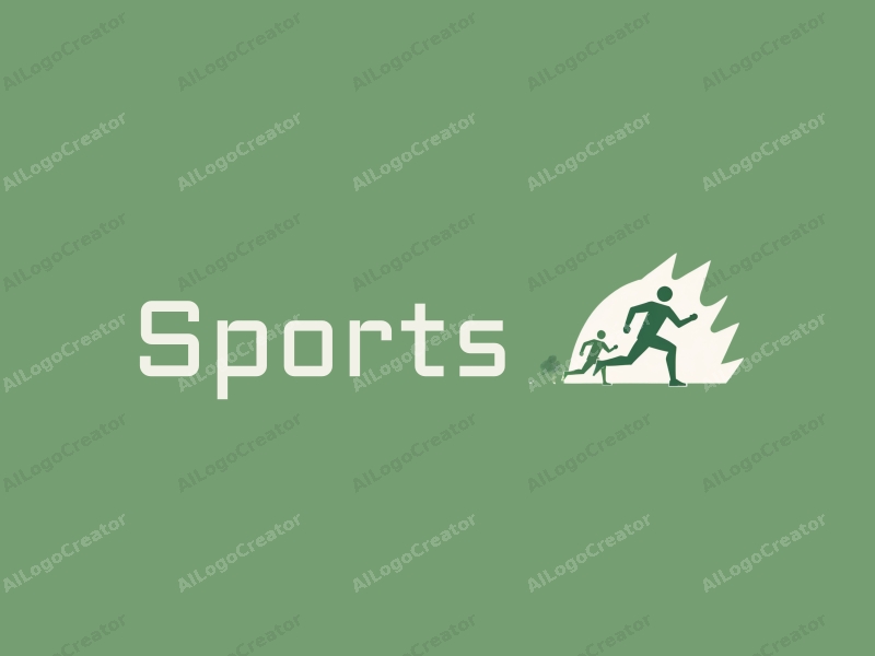 a modern minimalist design featuring dynamic running figures and abstract strength symbols, combined with a clean background in green and white colors.