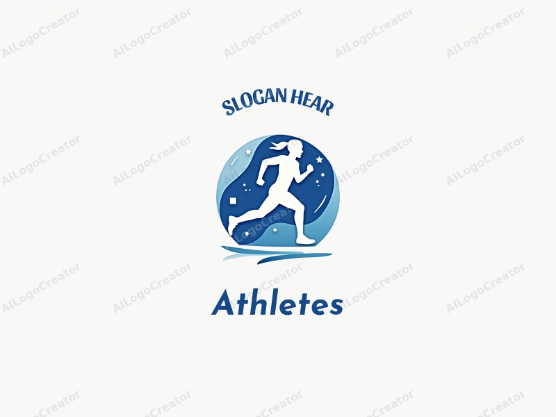 modern design features a stylized runner in motion, a trophy symbolizing victory, and a clean background with blue accents.