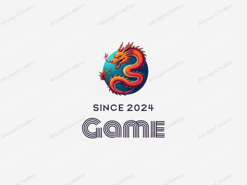 playful design features a vibrant dragon intertwined with a stylized warrior, incorporating gaming and toy elements, combined with a clean background.