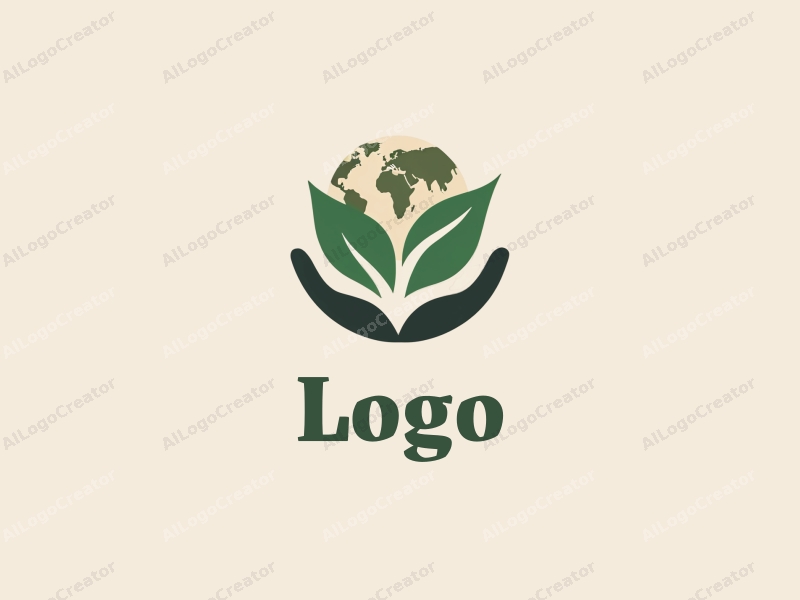 modern design features stylized leaves and a globe, combined with a clean background and a harmonious composition.