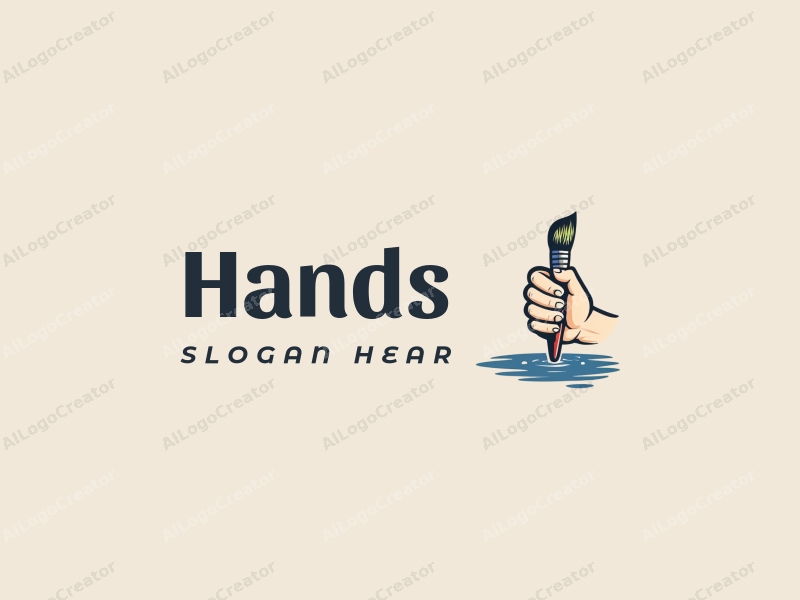 a modern design featuring a hand holding a paintbrush dipped in water, emphasizing creativity and education, combined with a clean background.