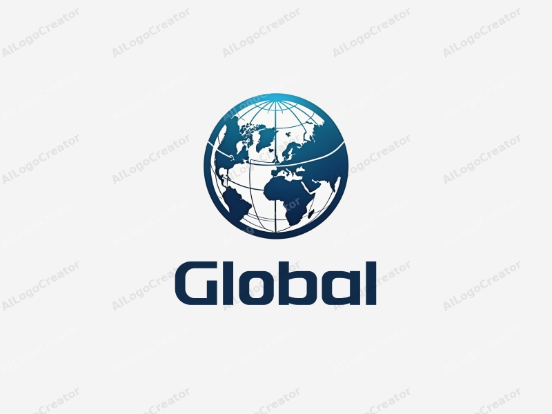 modern design features a stylized globe intertwined with a network and grid pattern, combined with a clean background.