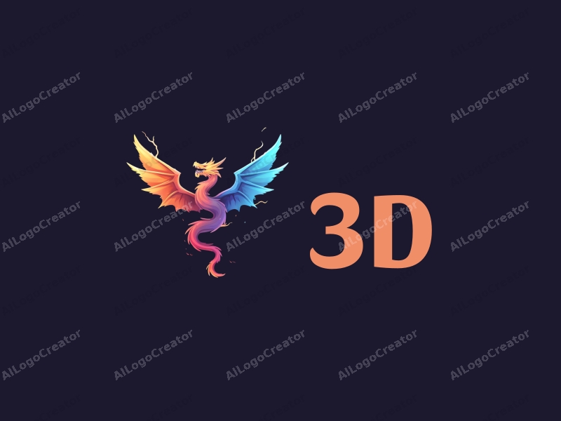 a modern design featuring 3D dynamic elements, dragon wings, and lightning, combined with a colorful background that enhances the sense of movement and energy.