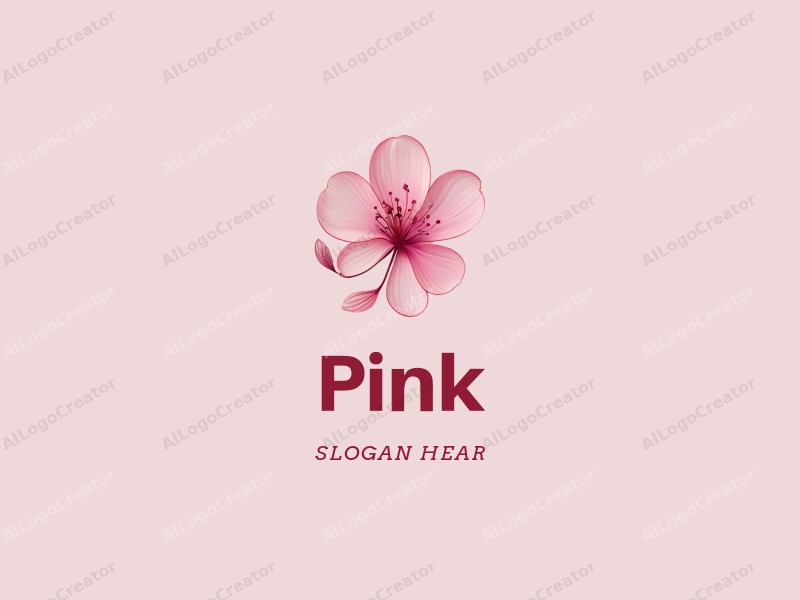 minimalist design features delicate cherry blossom petals, flowing elegant curves, and a soft pink color palette combined with a clean background.