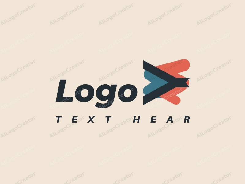 minimalist design features abstract geometric shapes, a stylized representation of creativity and branding, combined with a clean background and a harmonious color palette of black, blue, and red.