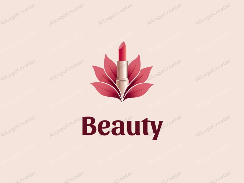 a modern design featuring elegant petals and a stylized lipstick, combined with a clean background and a focus on beauty and makeup elements.