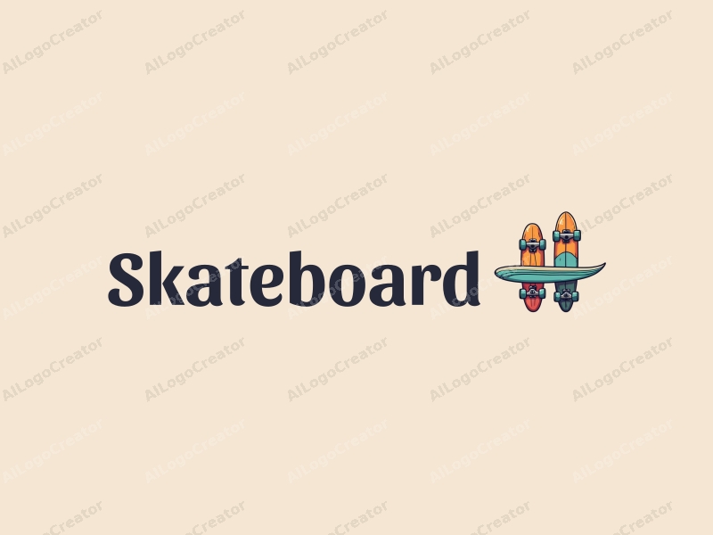 playful design features vibrant skateboards and surfboards, embodying a sense of freedom and movement, combined with a clean background.