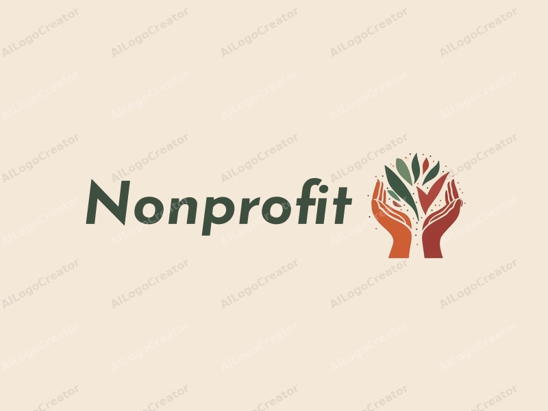 modern design features stylized hands reaching out, symbolizing connection and support, with abstract representations of volunteers and charity work, combined with a clean background.