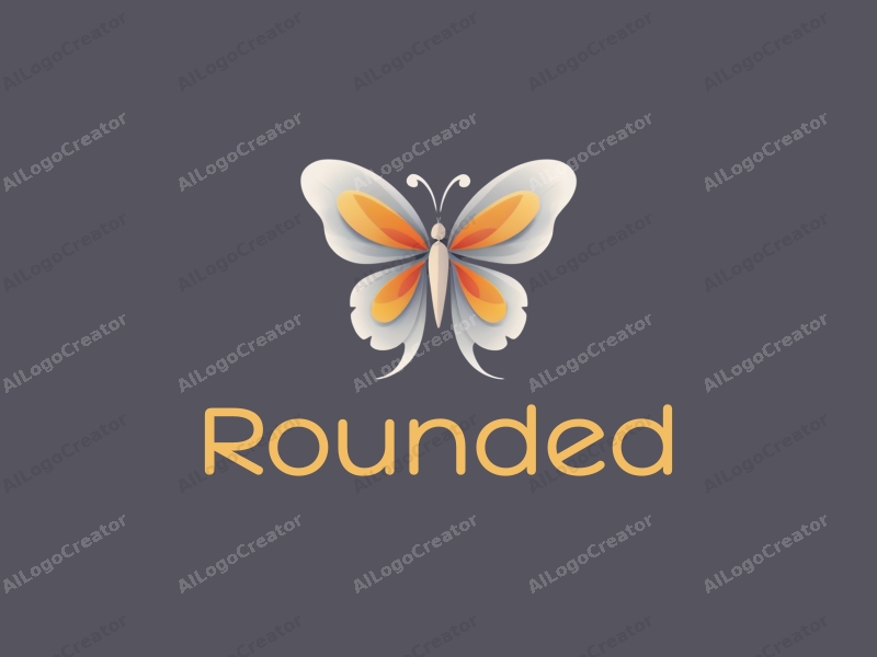 geometric design features circular shapes and curves, a stylized butterfly with petal elements, combined with a clean background.