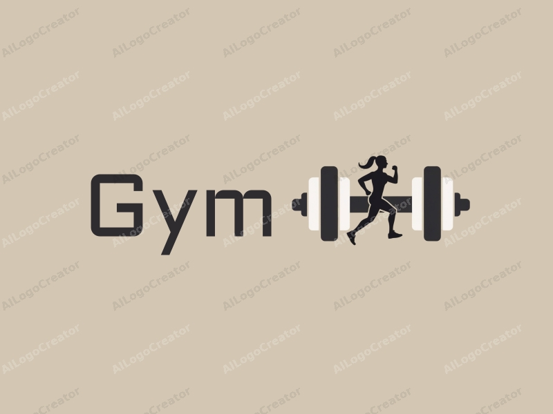 modern design features a stylized dumbbell and a dynamic runner silhouette, combined with a clean background and a harmonious layout.