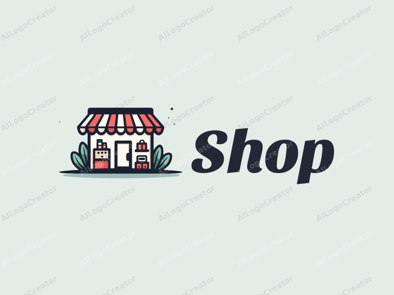 modern design features a stylized shop front, a shopping cart, and product displays, combined with a clean background.