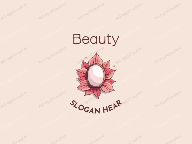 a modern design featuring beauty and makeup elements, incorporating petals and a mirror, with a clean background and a harmonious composition.