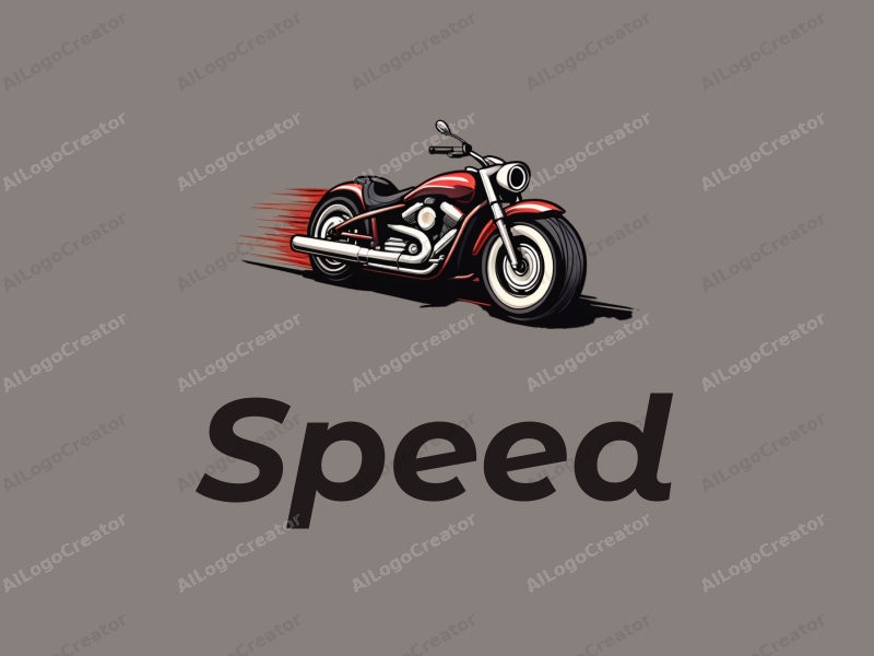 a modern design featuring dynamic lines representing speed, a stylized engine and tire, combined with a clean background to emphasize power and motion.