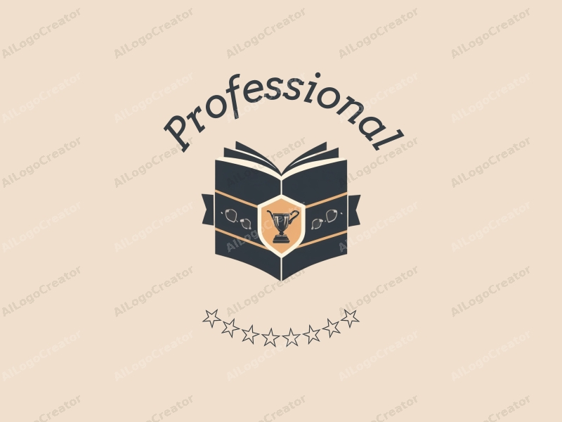 modern design features a stylized book and a badge, incorporating professional and certification elements, combined with a clean background.