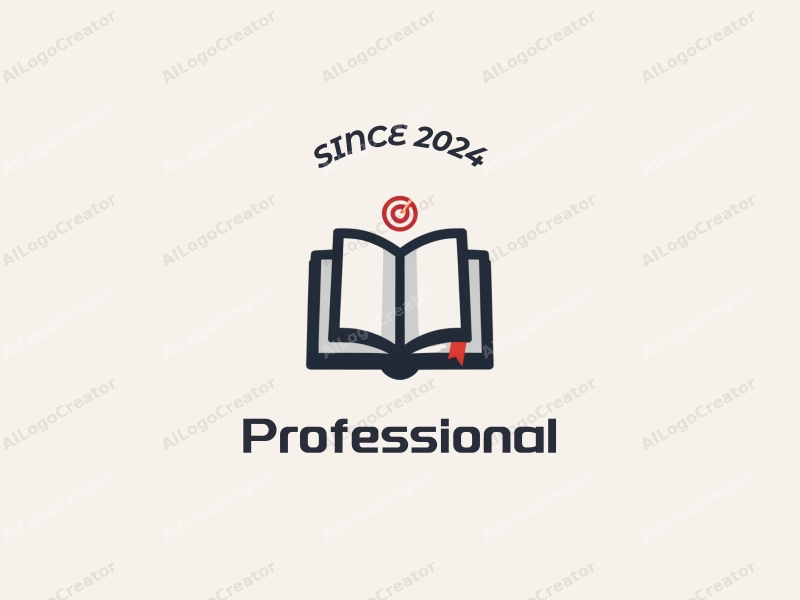 a modern minimalist design featuring a stylized book and a certification stamp, combined with a clean background and a professional aesthetic.