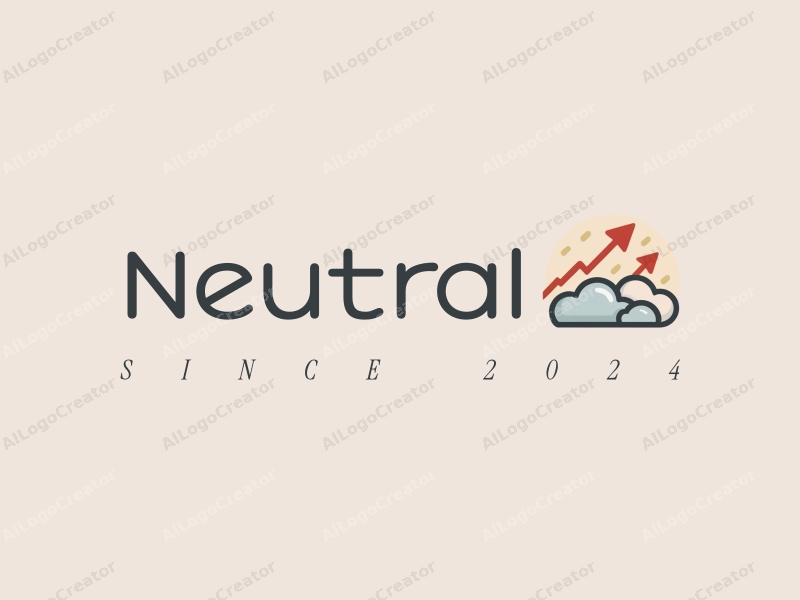 minimalist design features soft clouds, sleek arrows pointing upwards, and a balanced layout combined with a clean background.