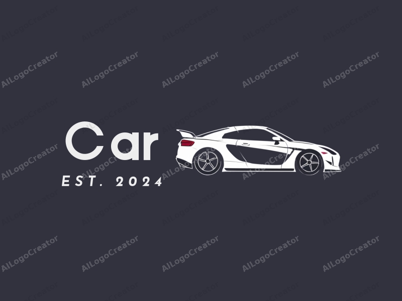 modern design features a sleek car silhouette, an abstract engine, and stylized tires, combined with a clean background.