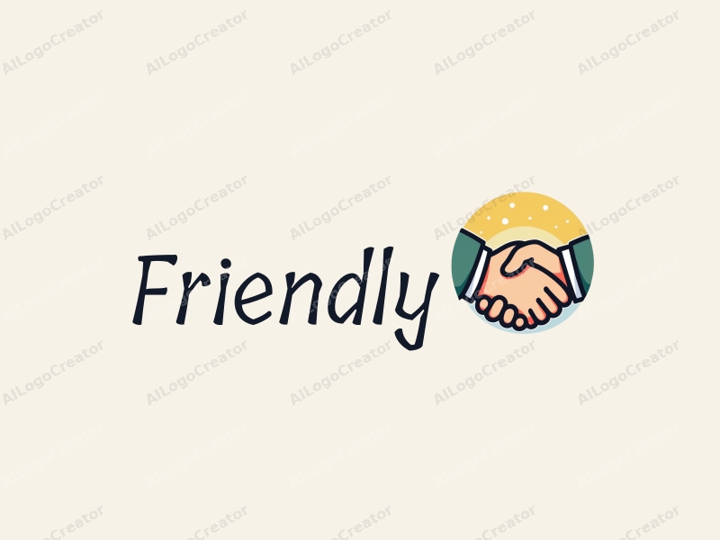 playful design features a stylized book and a handshake, combined with a clean background, emphasizing friendship and community in an educational and social context.