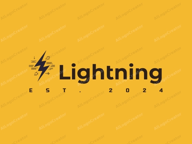 geometric design features stylized lightning bolts, electric currents, and battery shapes, combined with wave patterns, set against a clean yellow background.