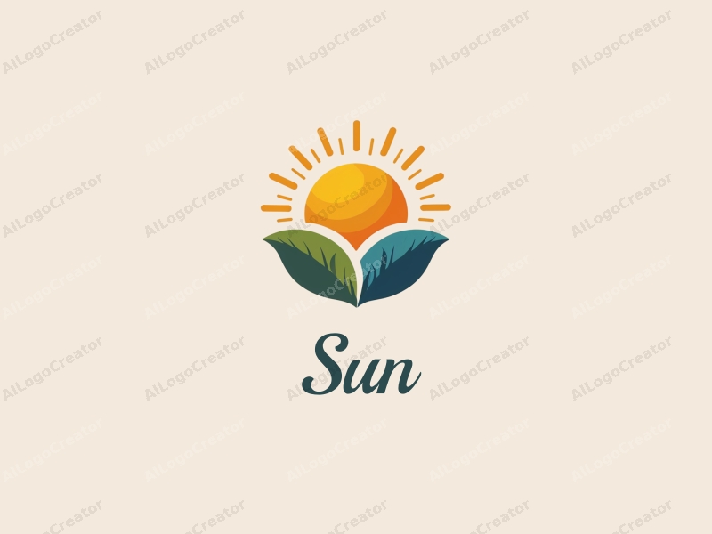 playful design features a stylized sun with rays, vibrant sunlight filtering through playful leaves, combined with a clean background.