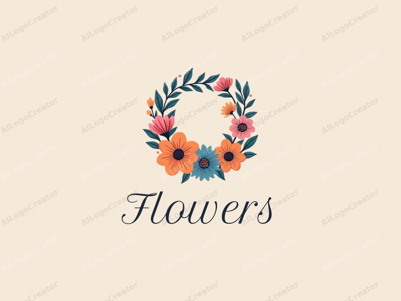 playful design features vibrant flower petals, a whimsical flower wreath, and a cheerful flower bouquet combined with a clean background.