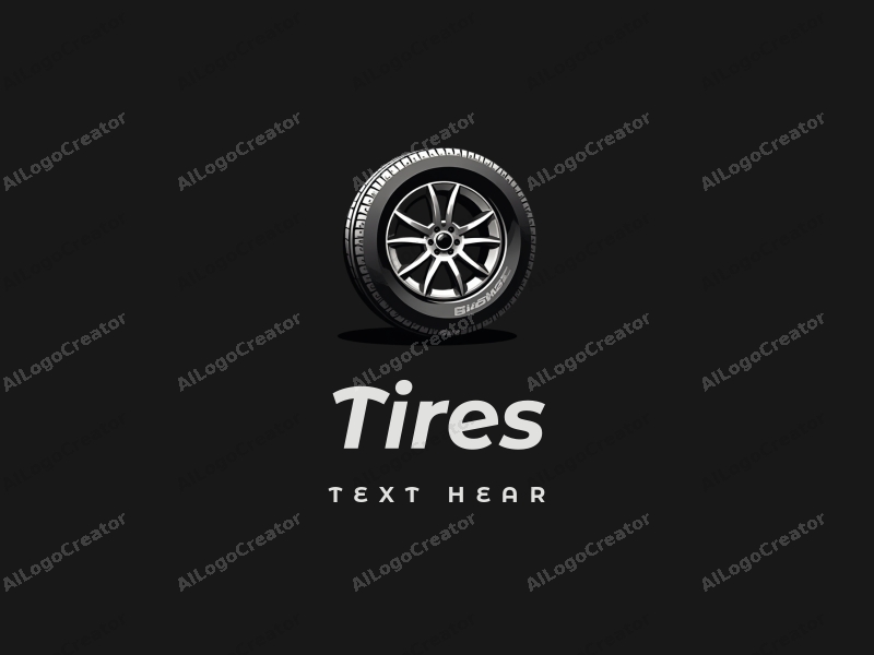 modern design features a stylized tire and wheel silhouette, combined with a clean black background.