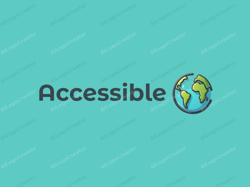 minimalist design features accessibility symbols, a stylized earth, and a modern design approach combined with a clean background.