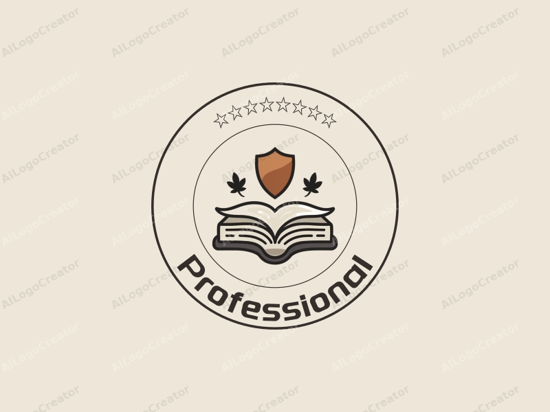 a modern design featuring a stylized book and shield symbolizing knowledge and trust, combined with a clean background and a professional layout.