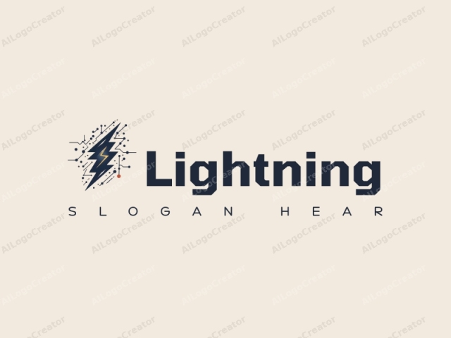 geometric design features a stylized lightning bolt intertwined with circuit patterns, combined with a clean background.