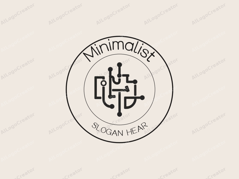 minimalist design features simple lines representing connection and language, combined with a tag style approach and a clean black and white background.