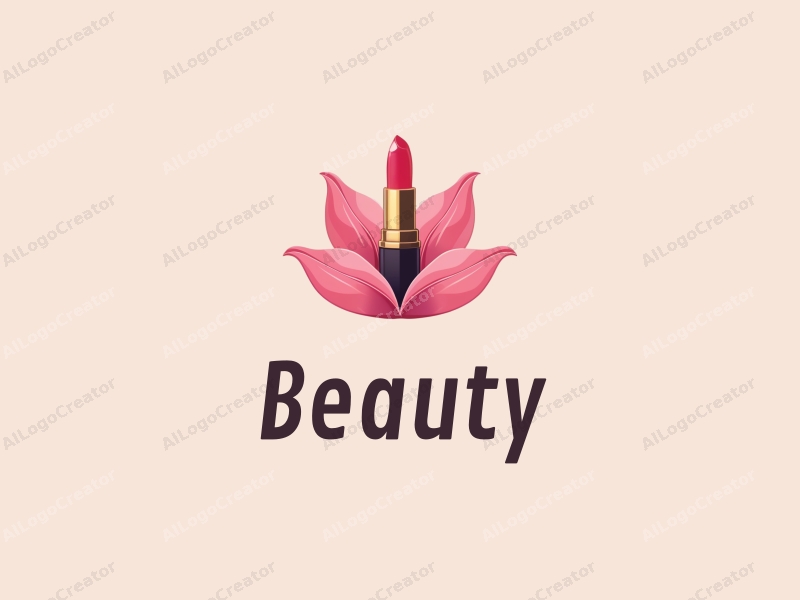 modern design features elegant petals, a stylized lipstick, and beauty elements combined with a clean background.