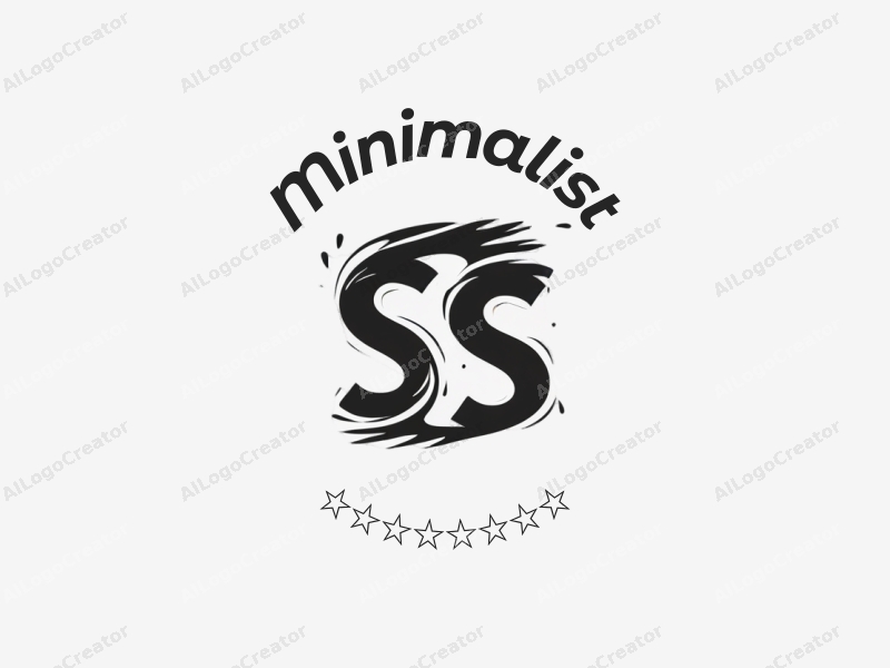 minimalist design features a stylized flag and letters, combined with simple lines in a tag style, set against a clean black and white background.