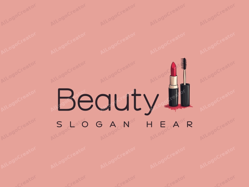 modern design features elegant lipstick and a stylized makeup brush, combined with a clean background and a focus on beauty and makeup elements.