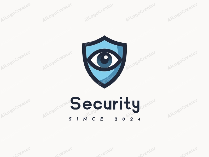 modern design features a stylized shield and eye, combined with a protective shield and surveillance camera, set against a clean background.