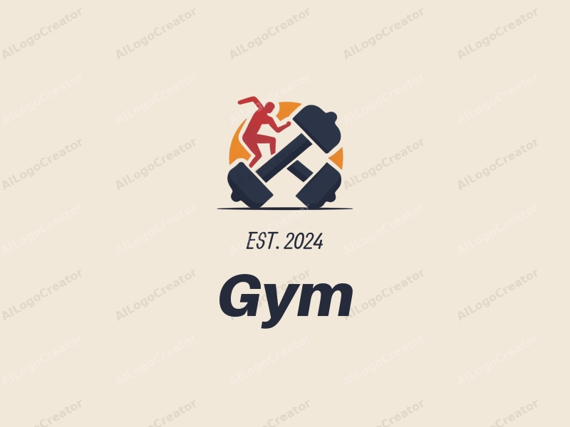 modern design features stylized dumbbells and dynamic runners, combined with a clean background and a harmonious composition.