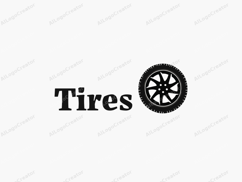 modern design features a stylized tire and car tire silhouette, emphasizing speed with clean lines and a minimalistic approach combined with a solid black background.