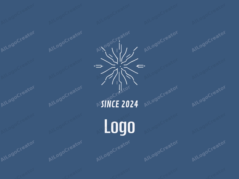 minimalist design features interconnected lines and nodes representing technology, a sleek and modern aesthetic combined with a clean background.