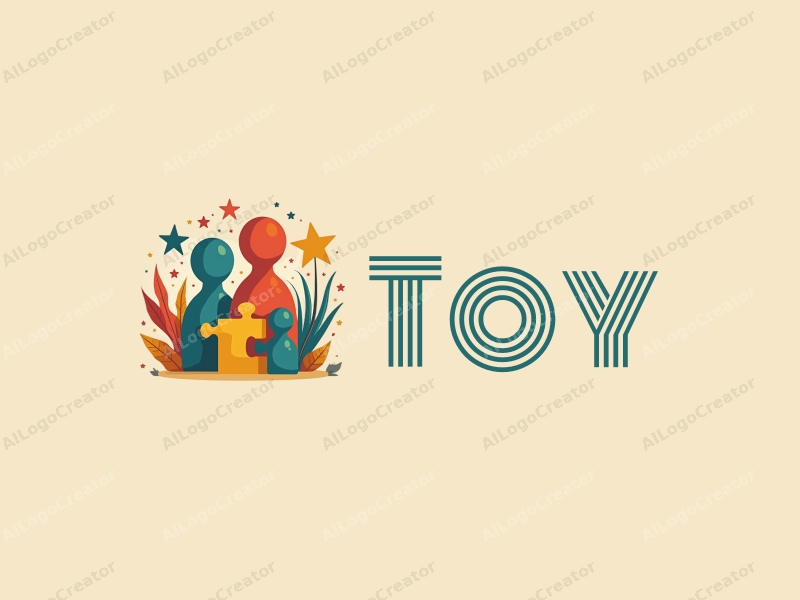 playful design features colorful dolls and puzzles, combined with stylized soldiers and stars, creating a harmonious and simple composition on a clean background.