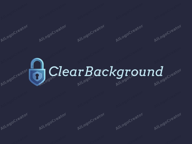 a modern minimalist design featuring a stylized lock and shield, combined with a transparent color scheme and a clear background.